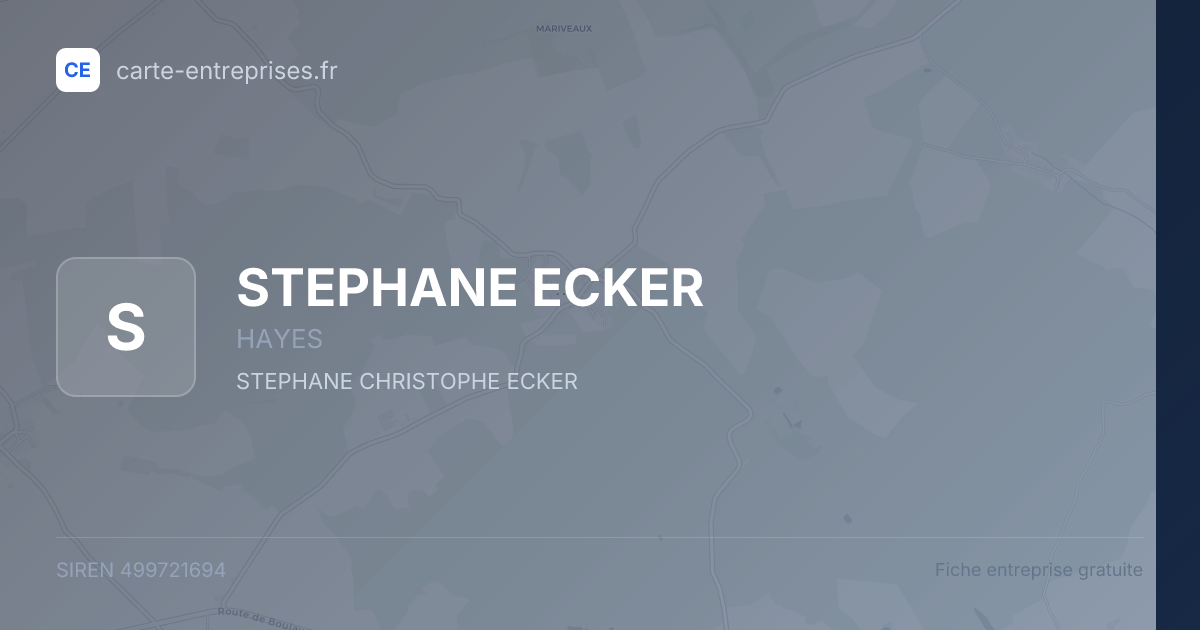 STEPHANE ECKER — 499721694 — fiche entreprise