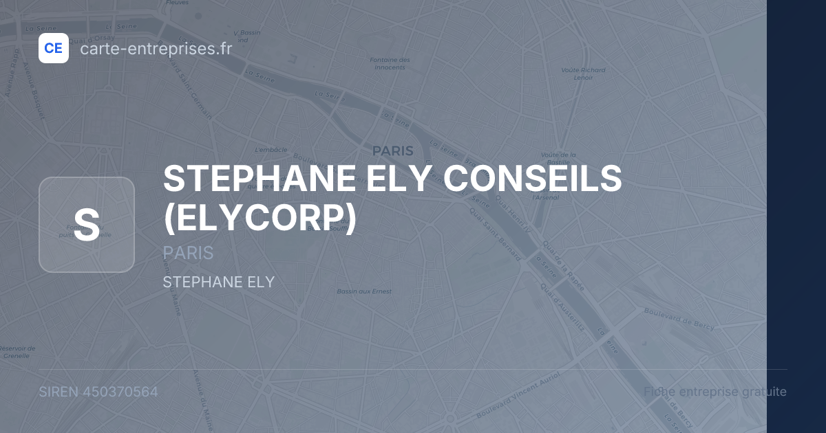 STEPHANE ELY CONSEILS (ELYCORP) — 450370564 — fiche entreprise