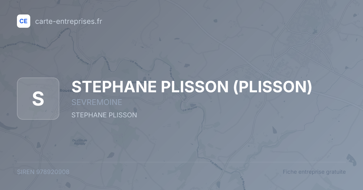 STEPHANE PLISSON (PLISSON) — 978920908 — fiche entreprise