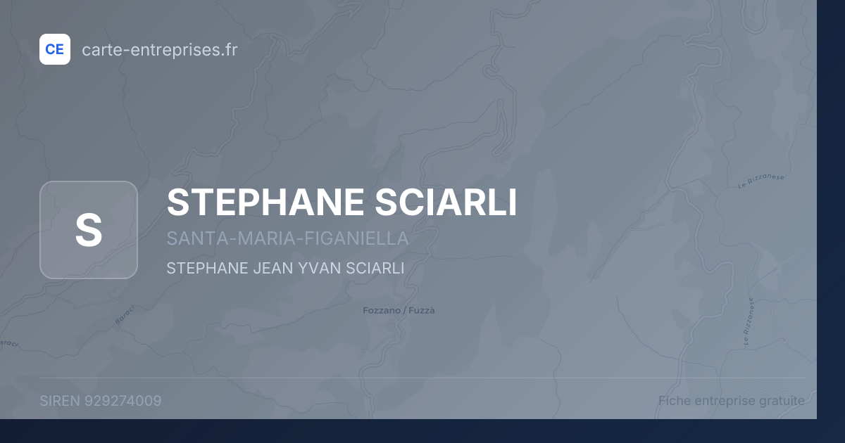 STEPHANE SCIARLI — 929274009 — fiche entreprise