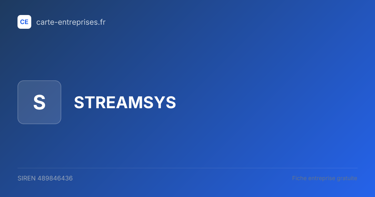 STREAMSYS — 489846436 — fiche entreprise