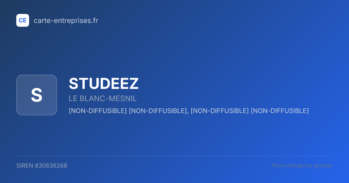 STUDEEZ — 830836268 — fiche entreprise