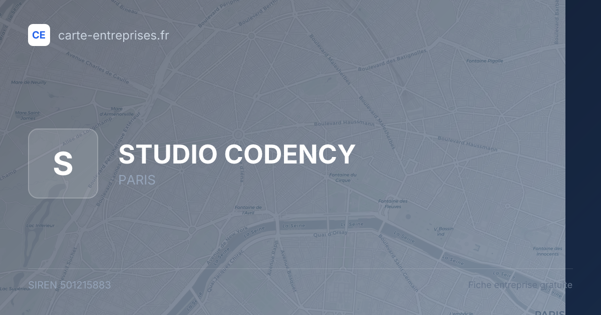 STUDIO CODENCY — 501215883 — fiche entreprise