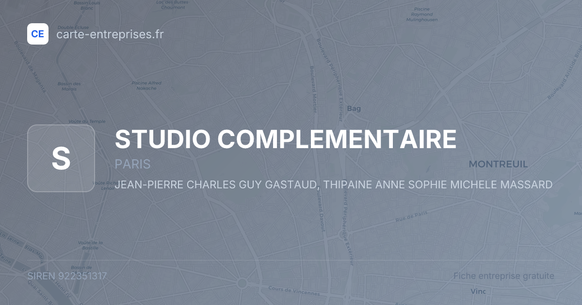STUDIO COMPLEMENTAIRE — 922351317 — fiche entreprise