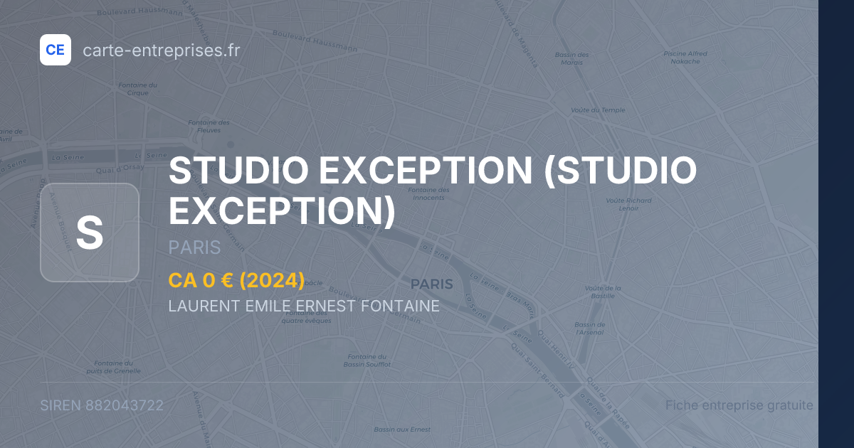 STUDIO EXCEPTION — 882043722 — fiche entreprise