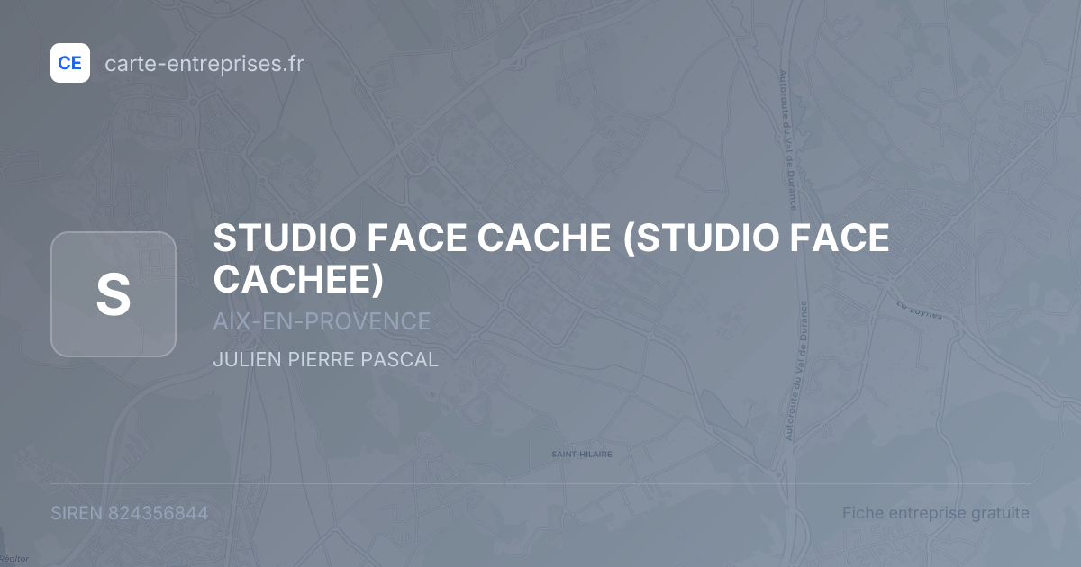 STUDIO FACE CACHE (STUDIO FACE CACHEE) — 824356844 — fiche entreprise