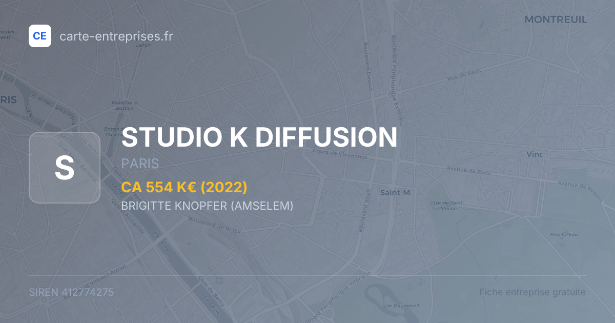 STUDIO K DIFFUSION — 412774275 — fiche entreprise