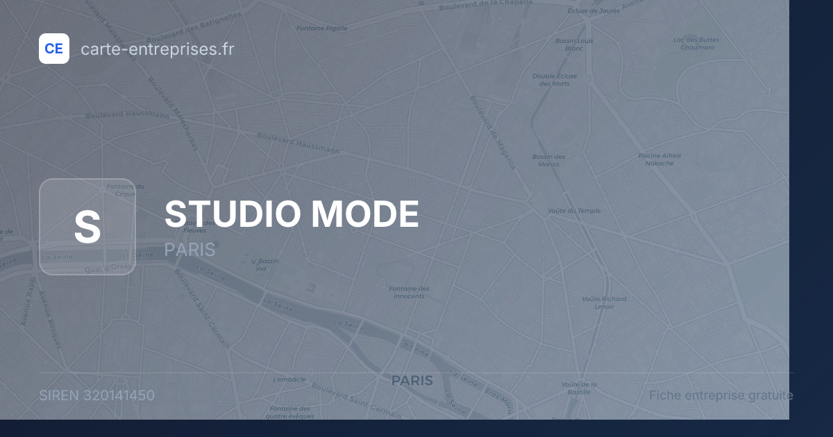 STUDIO MODE — 320141450 — fiche entreprise
