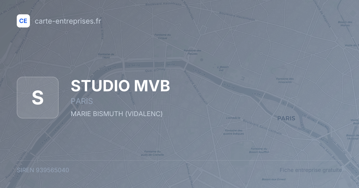 STUDIO MVB — 939565040 — fiche entreprise