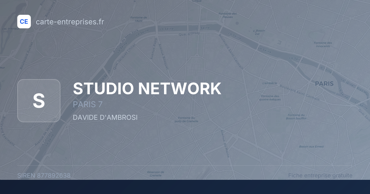STUDIO NETWORK — 877892638 — fiche entreprise