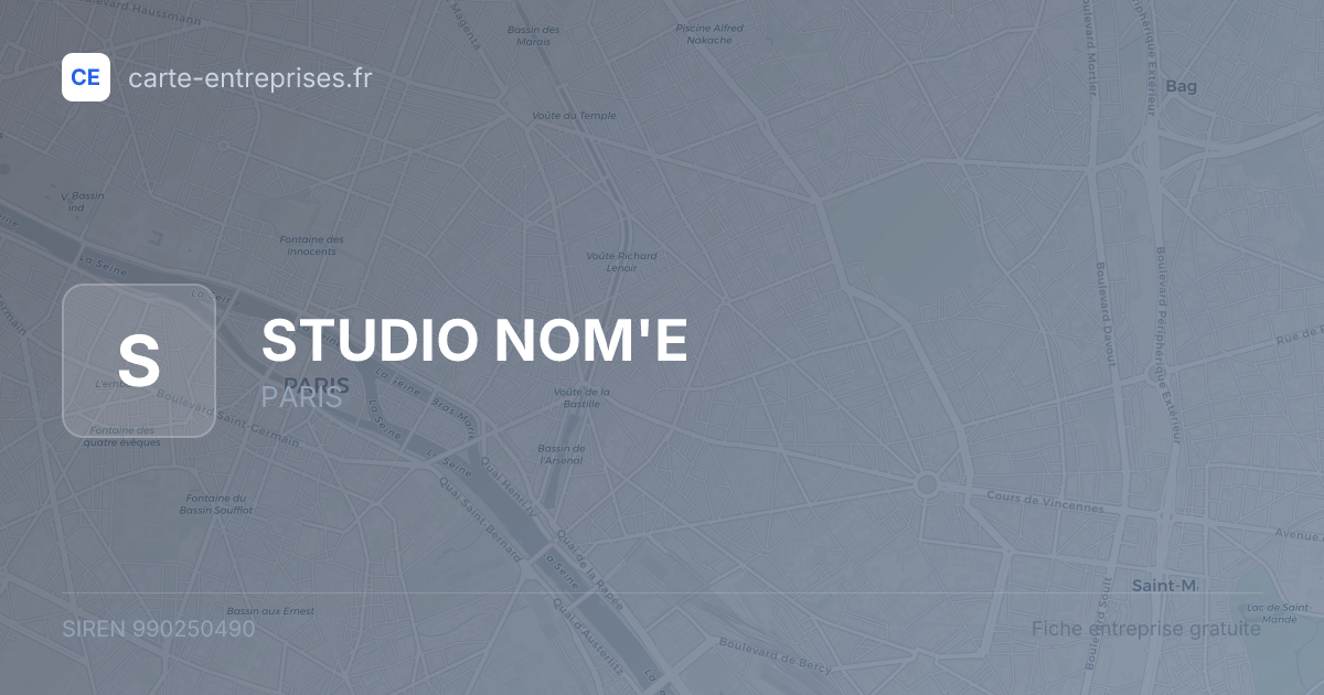 STUDIO NOM'E — 990250490 — fiche entreprise