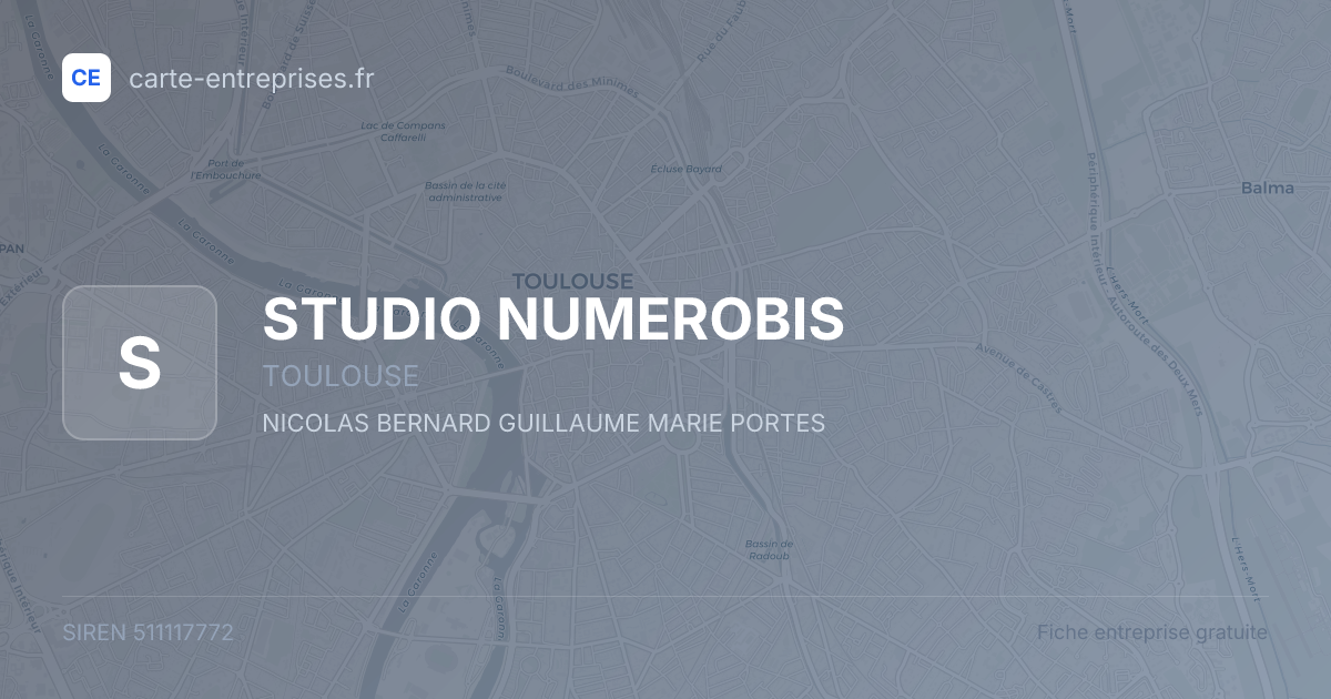 STUDIO NUMEROBIS — 511117772 — fiche entreprise