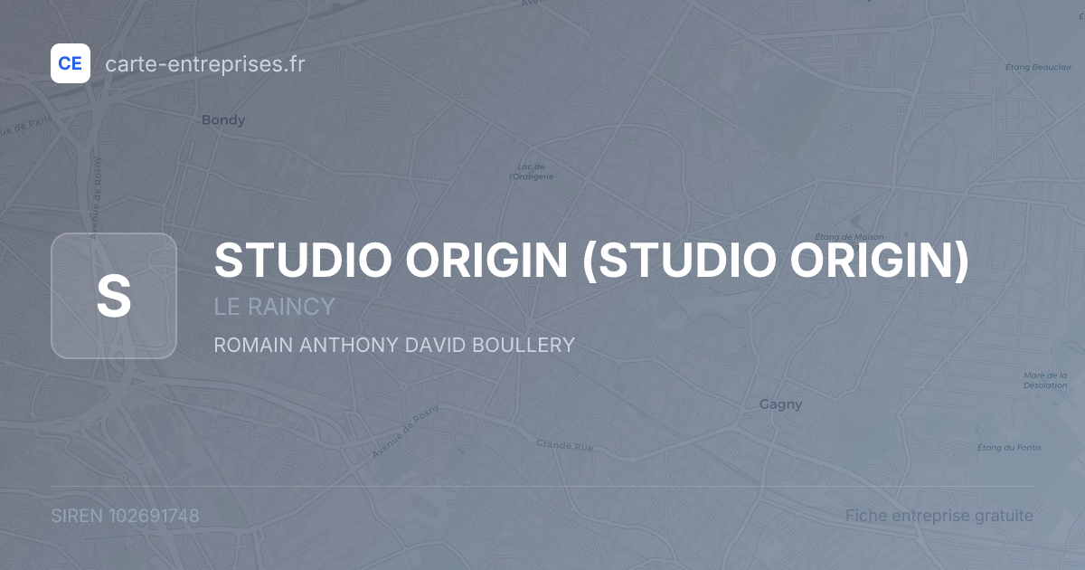 STUDIO ORIGIN — 102691748 — fiche entreprise