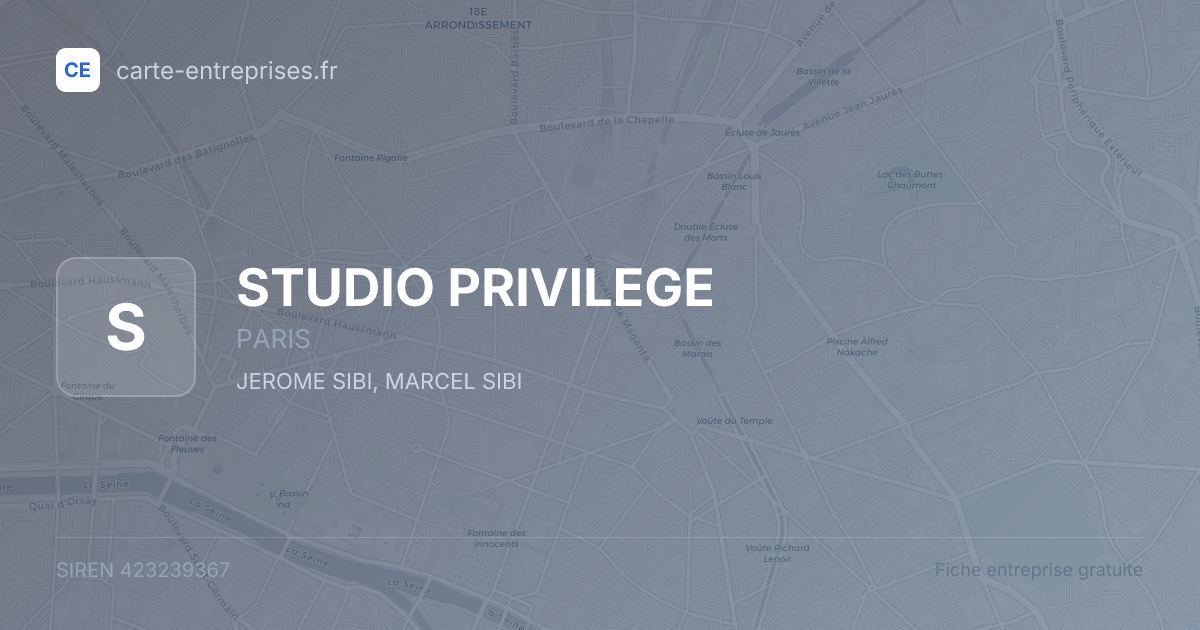 STUDIO PRIVILEGE — 423239367 — fiche entreprise