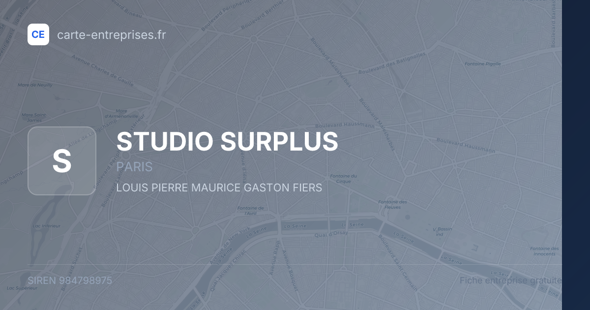 STUDIO SURPLUS — 984798975 — fiche entreprise