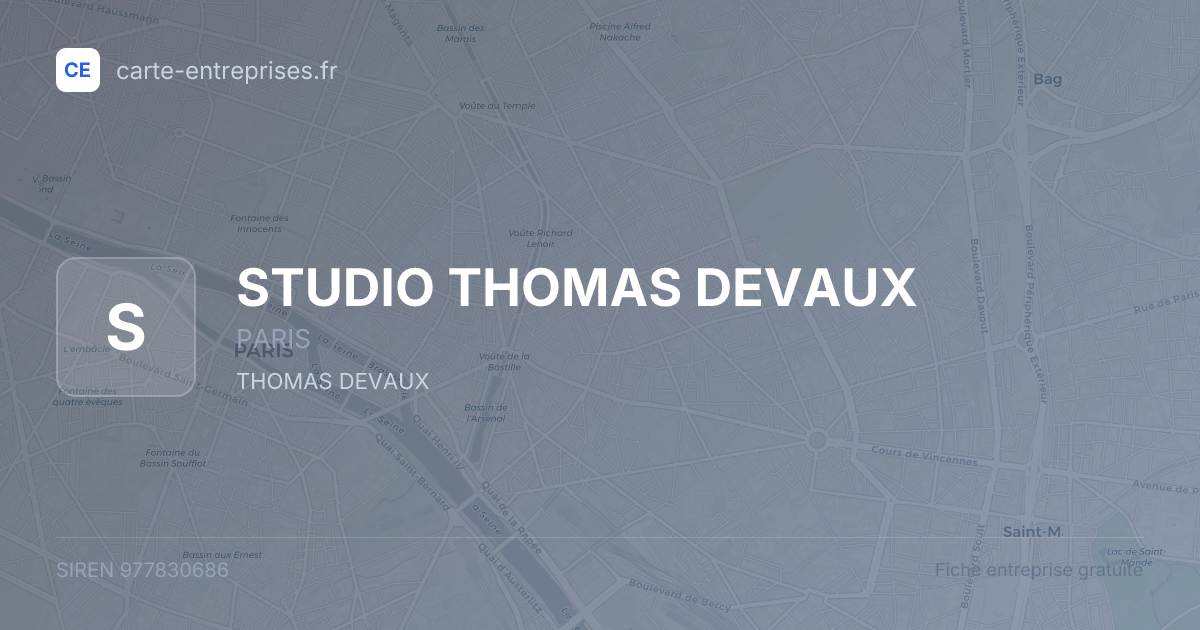 STUDIO THOMAS DEVAUX — 977830686 — fiche entreprise