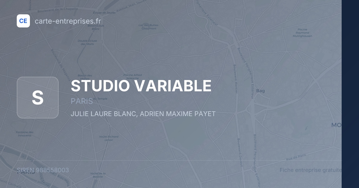 STUDIO VARIABLE — 988558003 — fiche entreprise