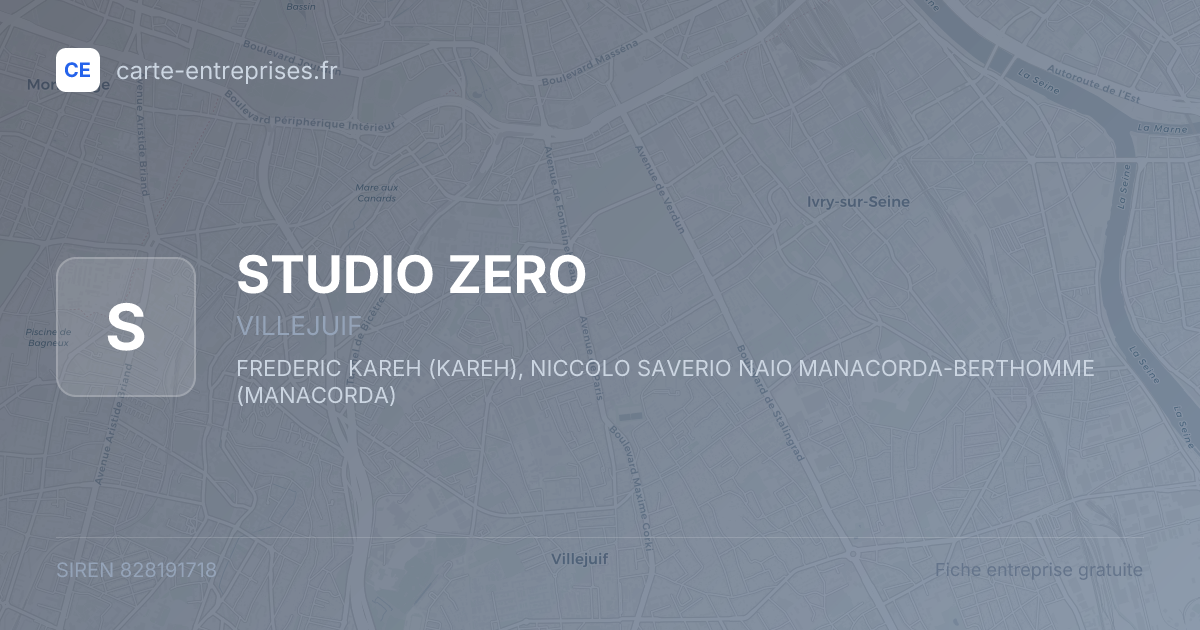 STUDIO ZERO — 828191718 — fiche entreprise