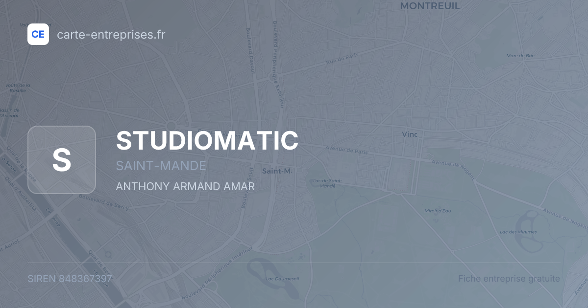 STUDIOMATIC — 848367397 — fiche entreprise