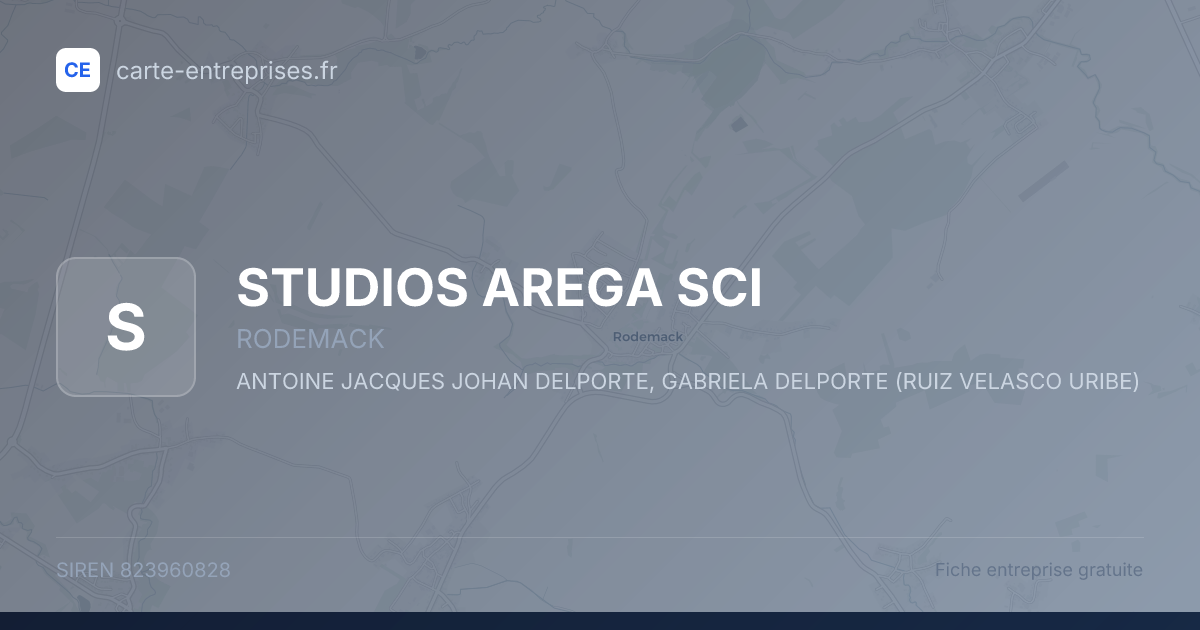 STUDIOS AREGA SCI — 823960828 — fiche entreprise