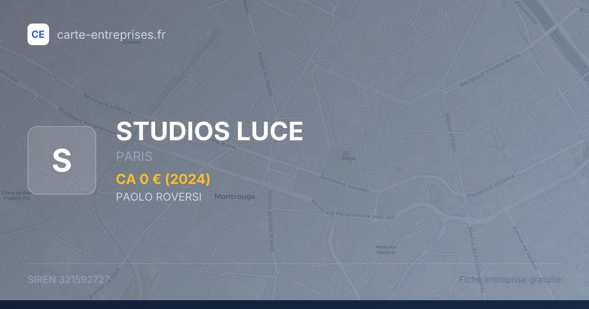 STUDIOS LUCE — 321592727 — fiche entreprise