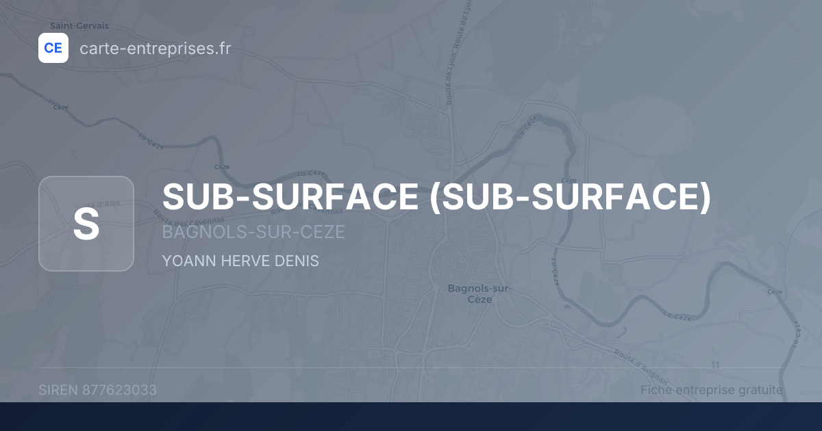 SUB-SURFACE — 877623033 — fiche entreprise