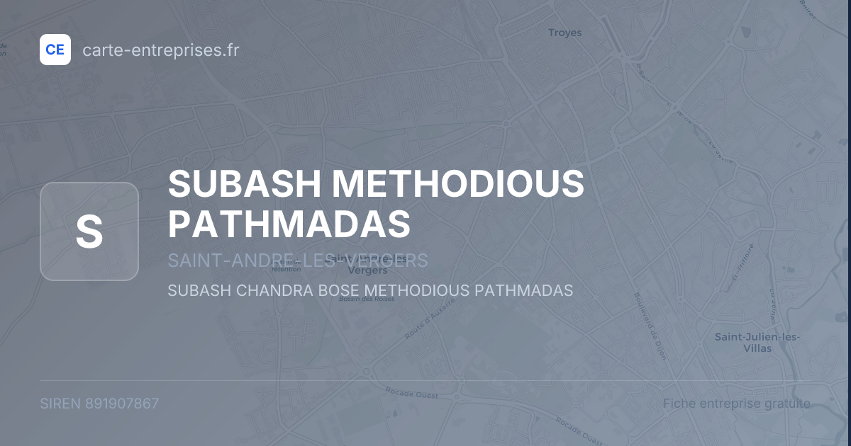 SUBASH METHODIOUS PATHMADAS — 891907867 — fiche entreprise