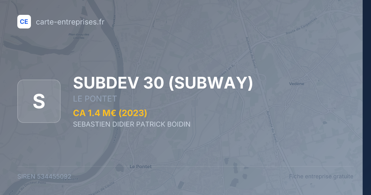 SUBDEV 30 (SUBWAY) — 534455092 — fiche entreprise