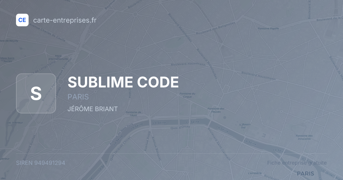 SUBLIME CODE — 949491294 — fiche entreprise