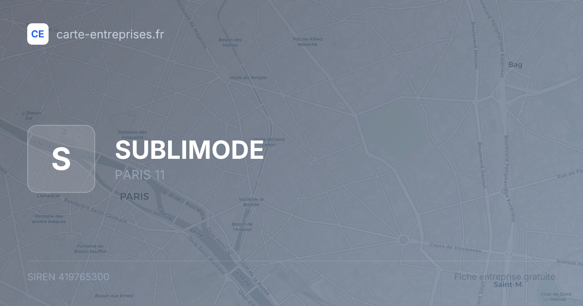 SUBLIMODE — 419765300 — fiche entreprise