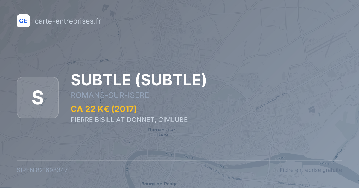 SUBTLE — 821698347 — fiche entreprise