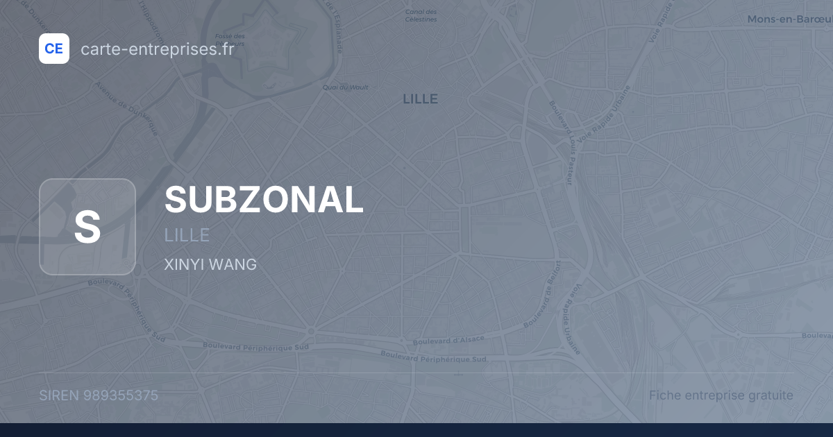 SUBZONAL — 989355375 — fiche entreprise