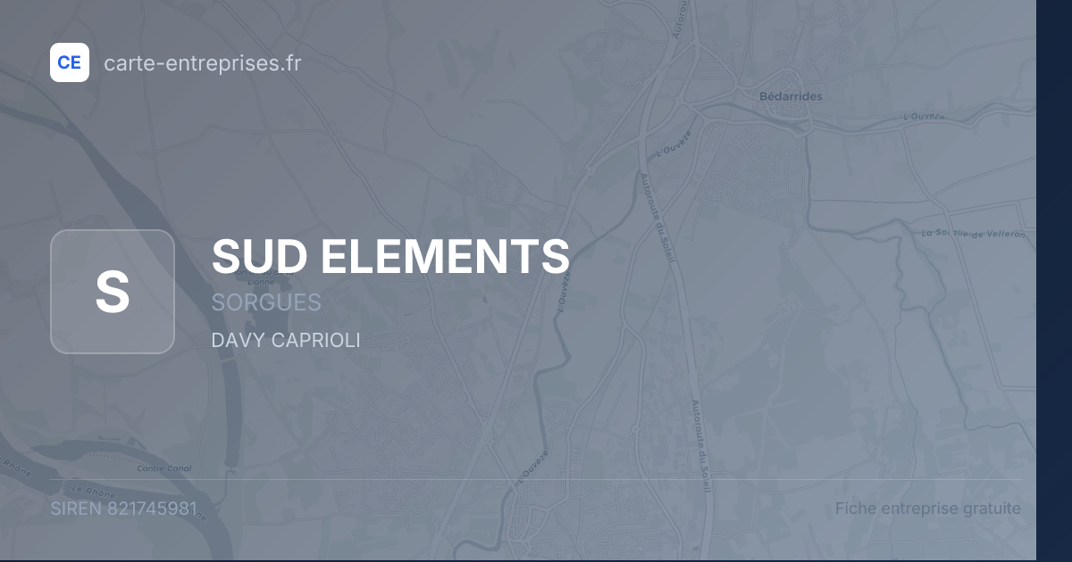 SUD ELEMENTS — 821745981 — fiche entreprise
