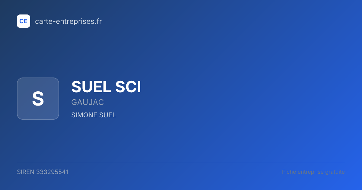 SUEL SCI — 333295541 — fiche entreprise