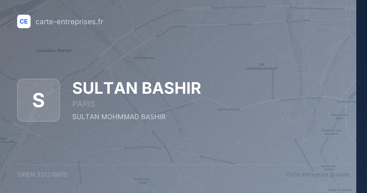 SULTAN BASHIR — 331276816 — fiche entreprise