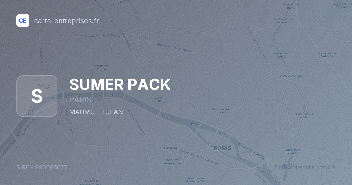 SUMER PACK — 990095077 — fiche entreprise