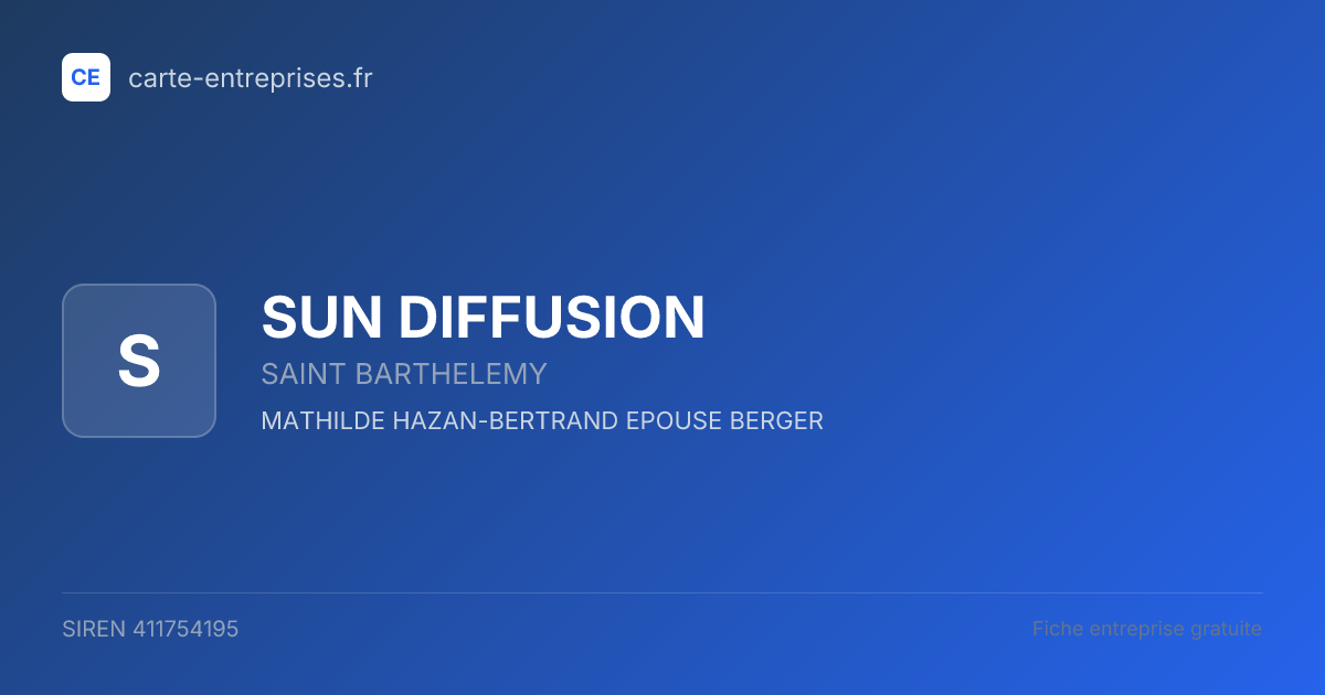 SUN DIFFUSION — 411754195 — fiche entreprise