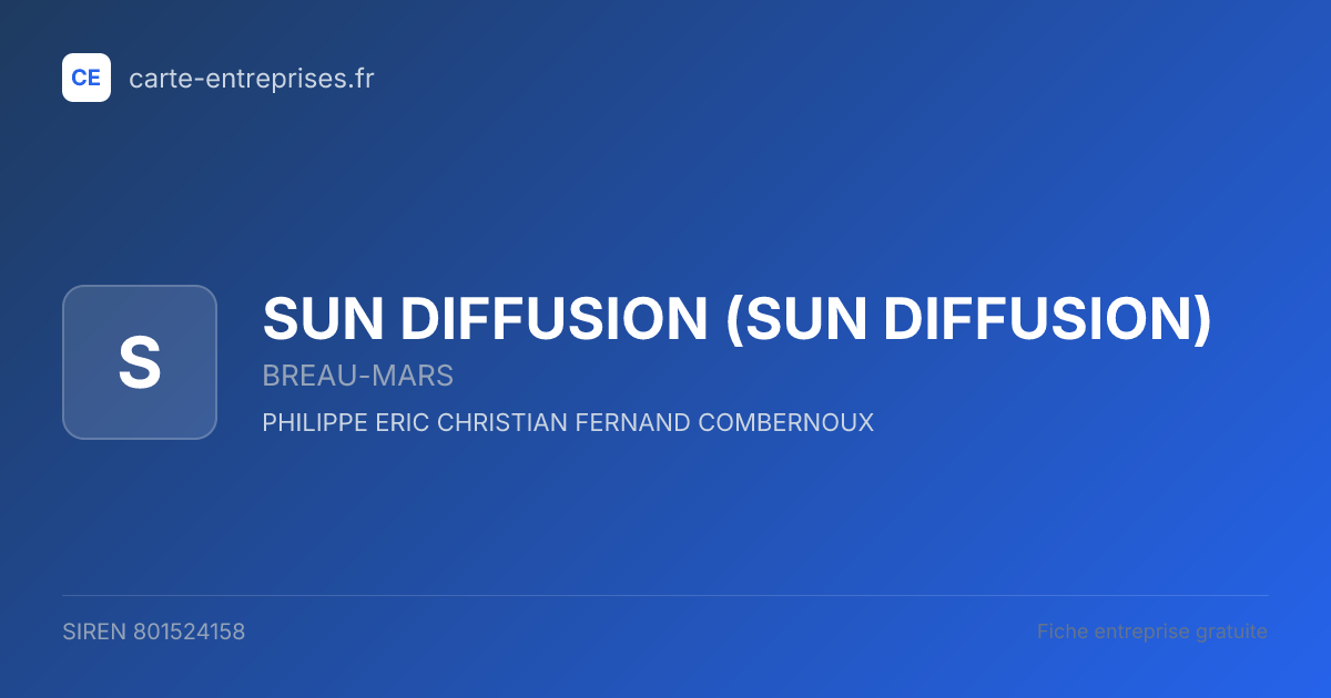SUN DIFFUSION — 801524158 — fiche entreprise