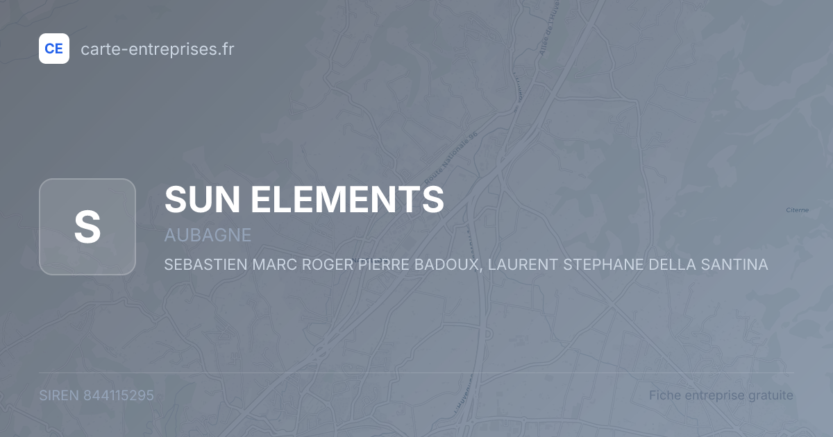 SUN ELEMENTS — 844115295 — fiche entreprise