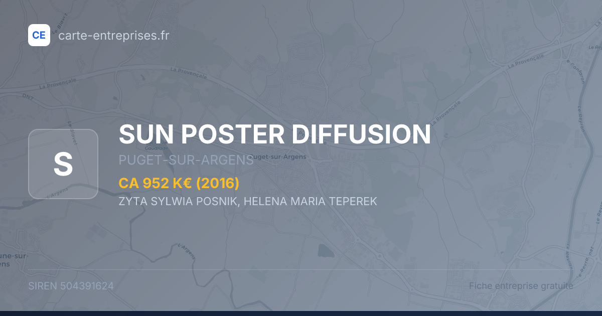 SUN POSTER DIFFUSION — 504391624 — fiche entreprise