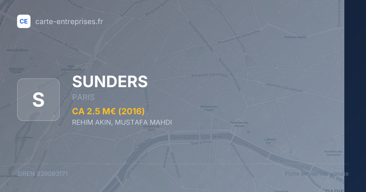 SUNDERS — 339093171 — fiche entreprise