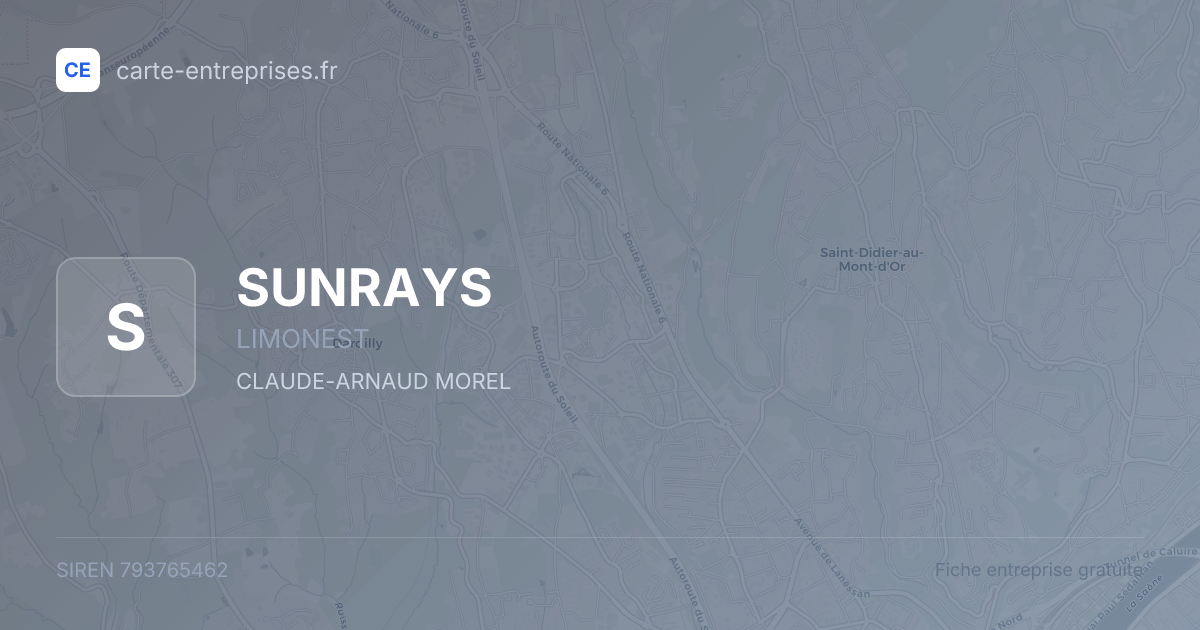 SUNRAYS — 793765462 — fiche entreprise