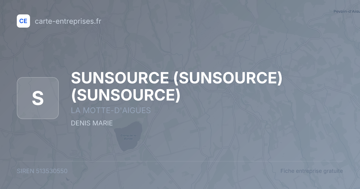 SUNSOURCE (SUNSOURCE) (SUNSOURCE) — 513530550 — fiche entreprise