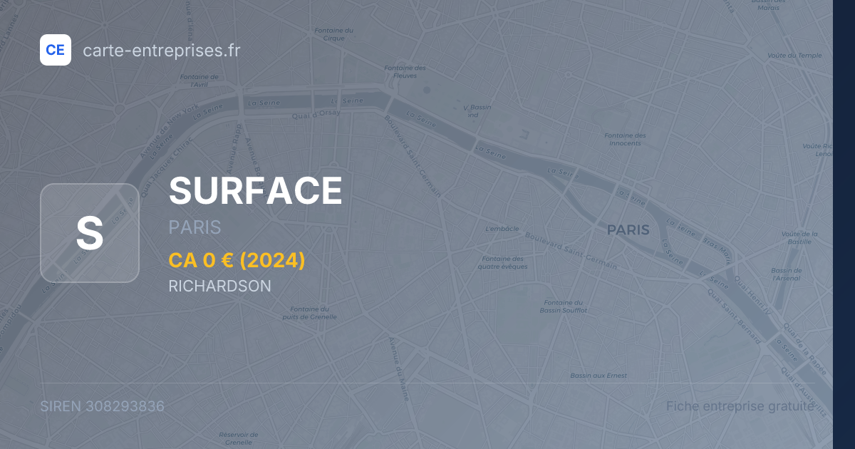 SURFACE — 308293836 — fiche entreprise