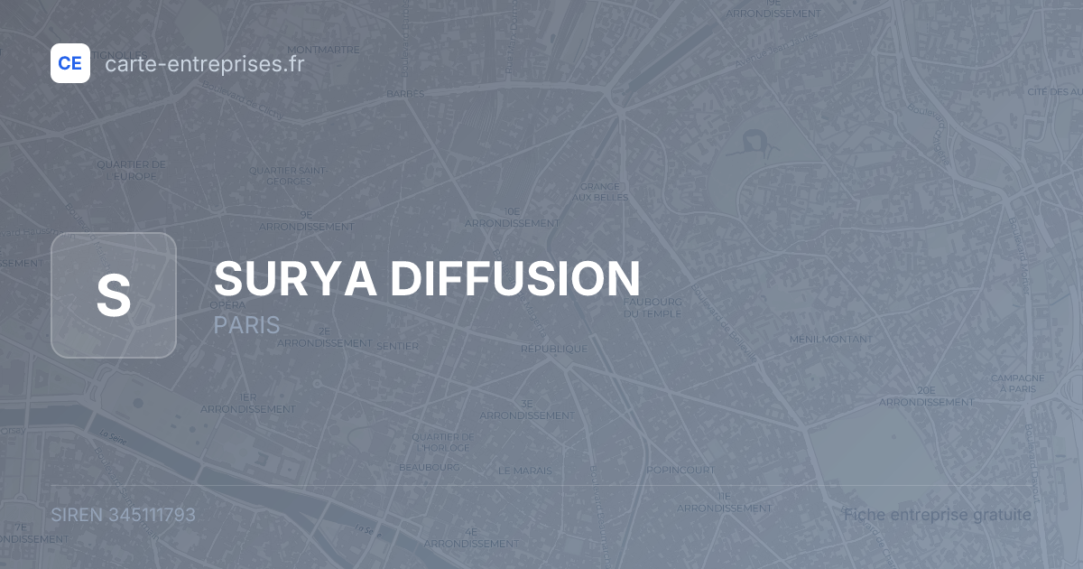 SURYA DIFFUSION — 345111793 — fiche entreprise