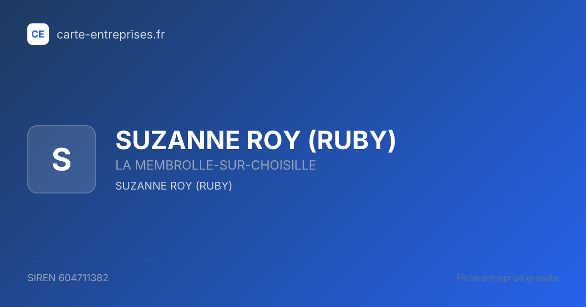 SUZANNE ROY (RUBY) — 604711382 — fiche entreprise