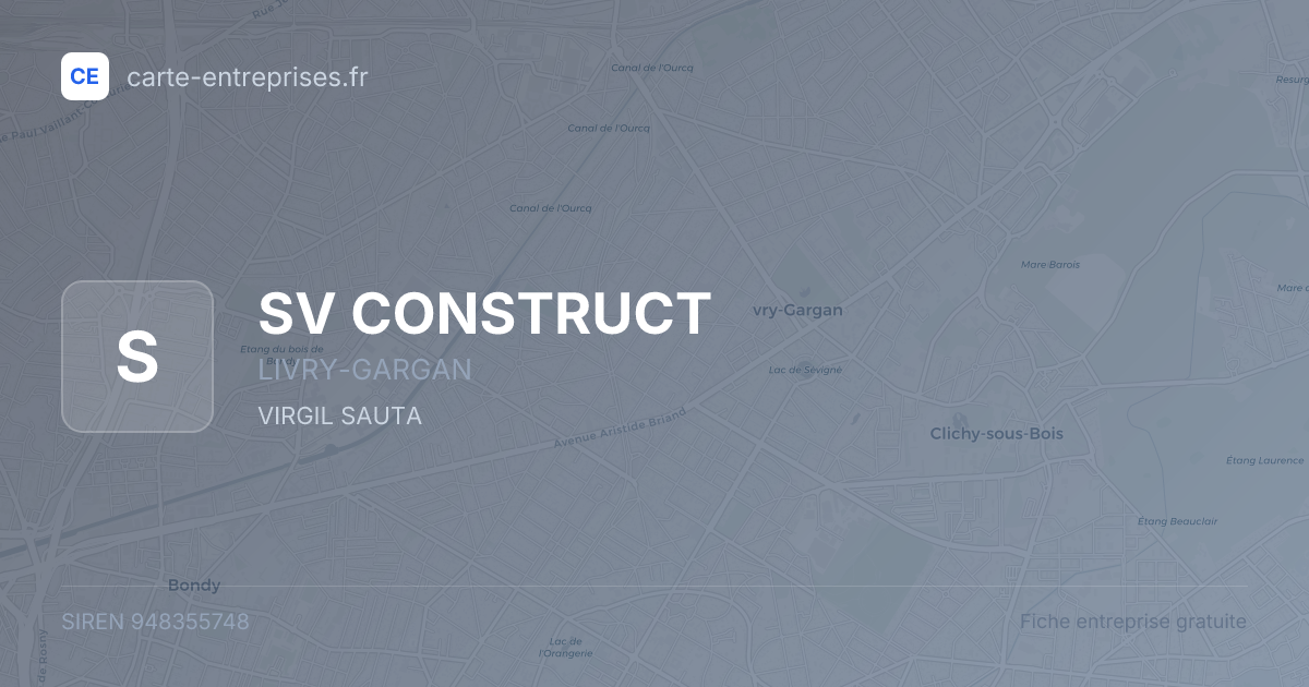 SV CONSTRUCT — 948355748 — fiche entreprise