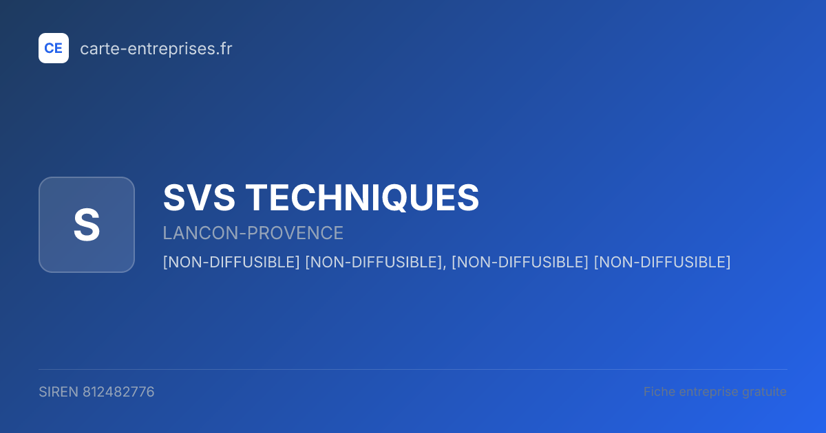 SVS TECHNIQUES — 812482776 — fiche entreprise