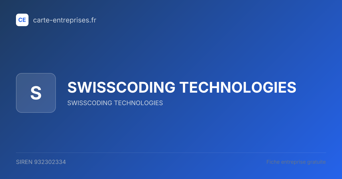 SWISSCODING TECHNOLOGIES — 932302334 — fiche entreprise