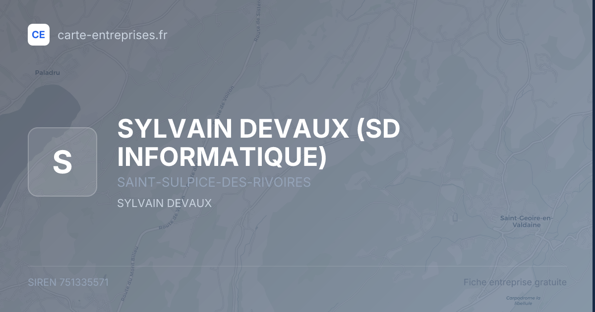 SYLVAIN DEVAUX (SD INFORMATIQUE) — 751335571 — fiche entreprise
